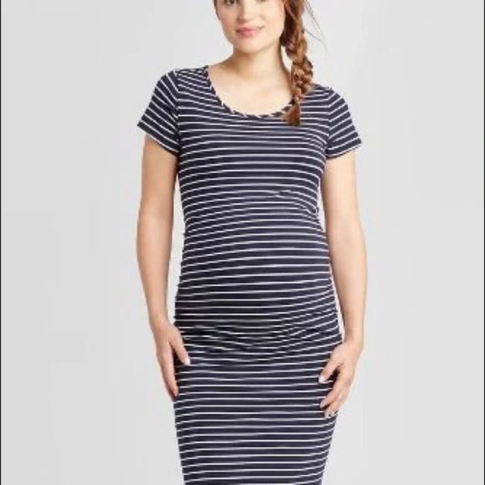 Ingrid & Isabel Navy and White Striped Maternity Top